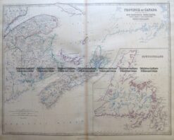 8-198  Canada - Maritime Provinces and Newfoundland by Johnston  c.1864