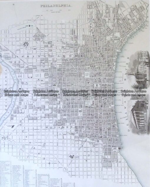 8-198  Philadelphia street map by S.D.U.K. c.1844