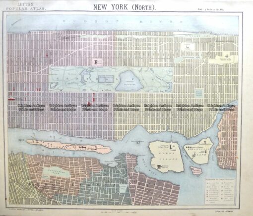 8-200  New York – Central Manhattan by Letts  c.1883