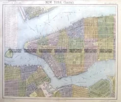 8-201  New York - Lower Manhattan street map by Letts c.1883