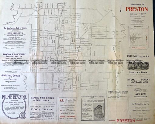 9-160  Melbourne Street Map  – Preston  c.1920