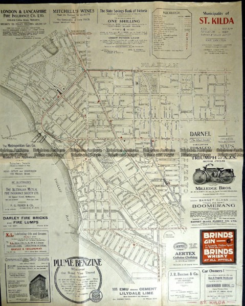 Antique Map 9-162 St Kilda street map c.1920 - Brighton Antique Prints ...