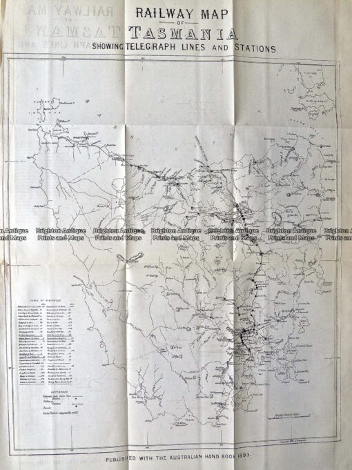 9-830  Tasmania Railway Map  c.1883