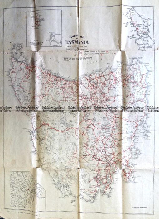 9-834 Tasmania Tourist Map by Pimblett c.1950