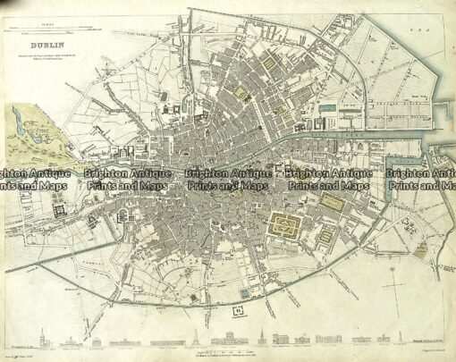 Antique Map 4-171 Dublin Street Map by S.D.U.K circa 1844 - Brighton ...