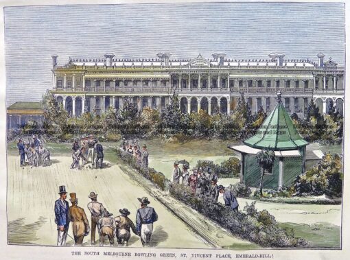 Antique Print 230-115 South Melbourne Bowling Club c.1878 - Brighton