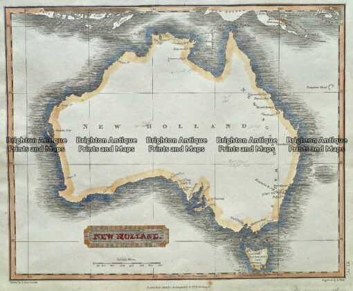 Antique Map 230-568 New Holland - Australia by S. Hall c.1823 ...