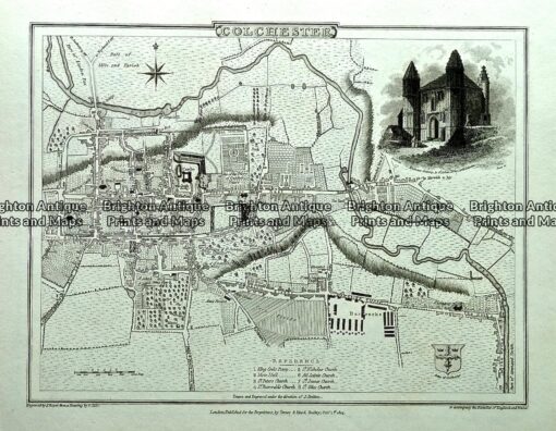 Antique map - Colchester Street Map by Verner, Hood & Sharpe c.1805 Ref ...