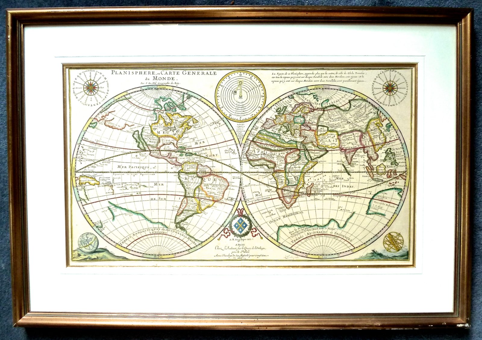 Antique map - World double hemisphere by Duval c.1669 Ref: 889-001 ...