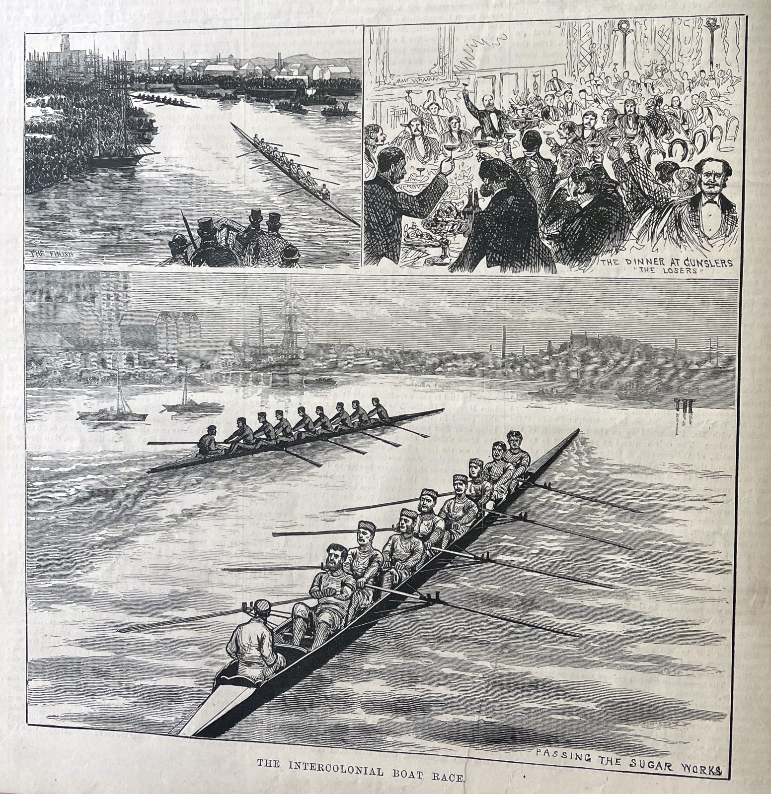Intercolonial Antique print - Rowing Intercolonial boat race (Vic vs NSW) in ...