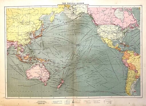 Antique map - Australia and Pacific Ocean with shipping routes 1913 ...