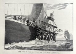 Antique print - Omeo collision with Swan Spit Lighthouse c.1881  Ref: 888-065