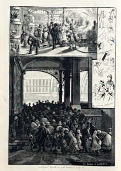 Antique print - Eastern Market Melbourne c.1881  Ref: 888-072