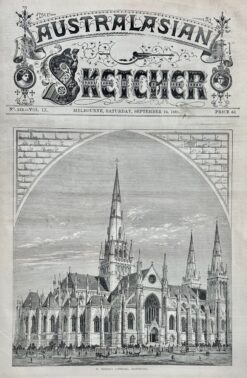 Antique print - St Patrick's Cathedral Eastern Hill c.1881  Ref:888-041