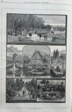 Antique print - Ballarat Botanic Gardens c.1881  Ref: 888-045
