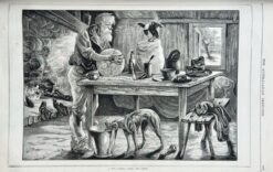Antique print - Making the damper in rural Victoria c.1881  Ref: 888-048