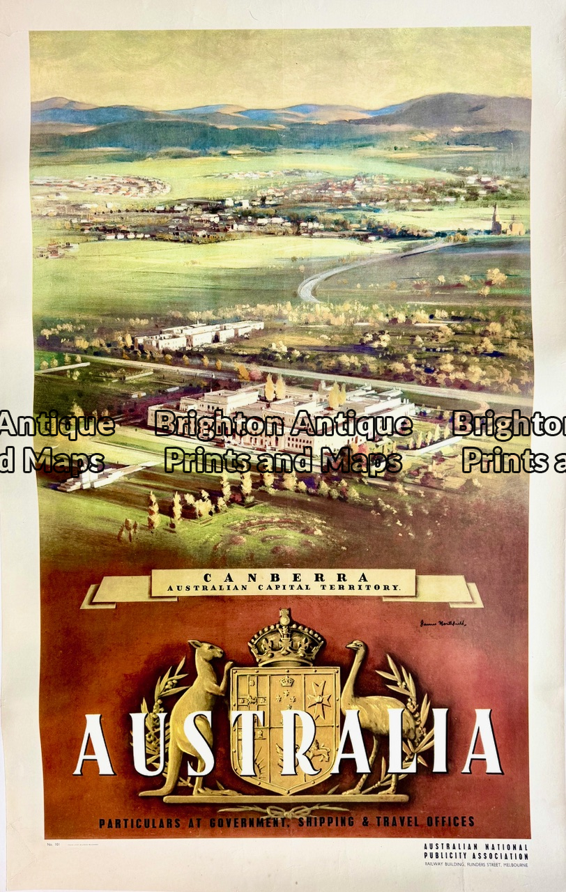 Vintage poster - Poster of Canberra by Northfield c.1940's Ref: 888-021