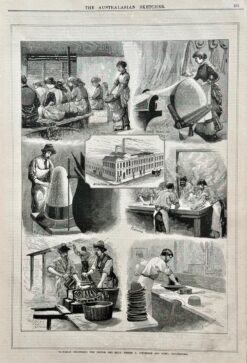 Antique print - Denton hat mill in Collingwood c.1882  Ref:  888-026