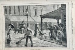 Antique print - Elizabeth Street Melbourne in flood c.1882  Ref: 888-027