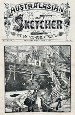Antique print - Shipping horses at Sandridge (Port Melbourne) c.1883  Ref: 888-033