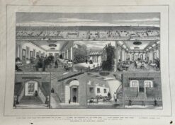 Antique print - Improvements to grandstand at Flemington race course c.1883  Ref: 888-036