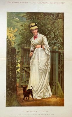 Antique print - "Someone's Coming" c.1880's  Ref: 888-165