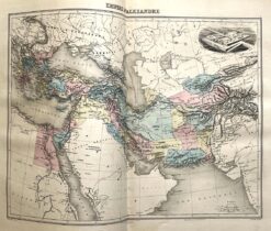 Antique map - World according to Alexander the Great by Migeon c.1892  Ref: 888-086