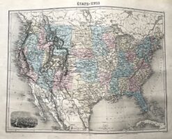 Antique map - United States by Migeon c.1894  Ref: 888-090
