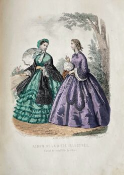 Antique print - French fashion c.1861  Ref: 888-140