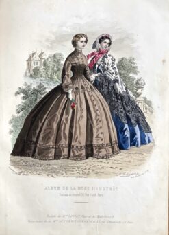 Antique print - French fashion c.1861  Ref: 888-141