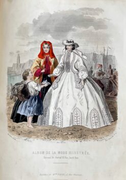 Antique print - French fashion c.1861  Ref: 888-142