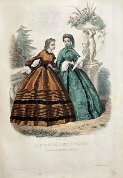 Antique print - French fashion c.1861  Ref:888-143