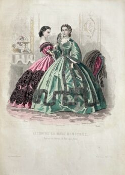 Antique print - French fashion c.1861  Ref: 888-144