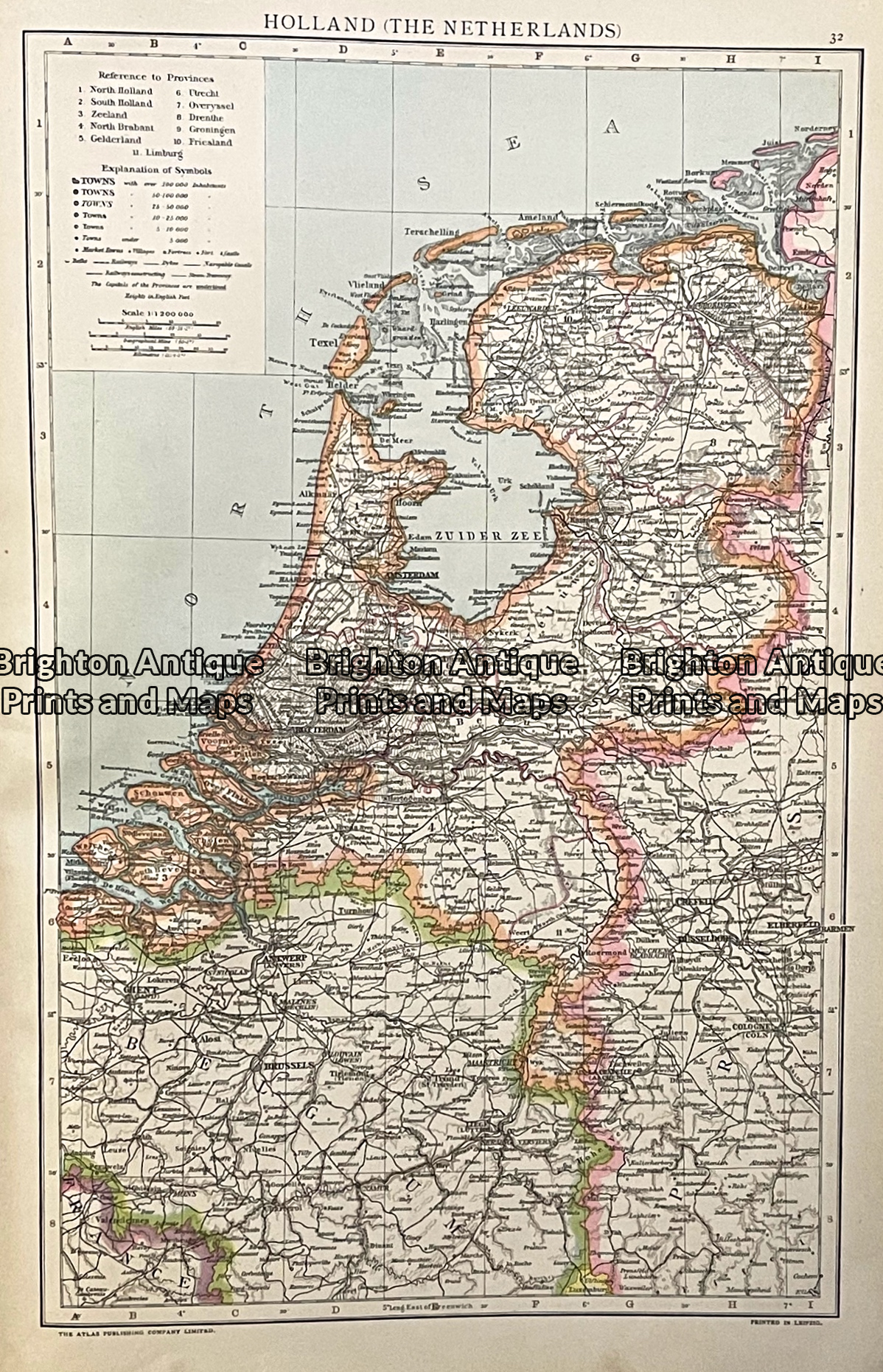 Antique map - Holland c.1893 Ref: 888-136