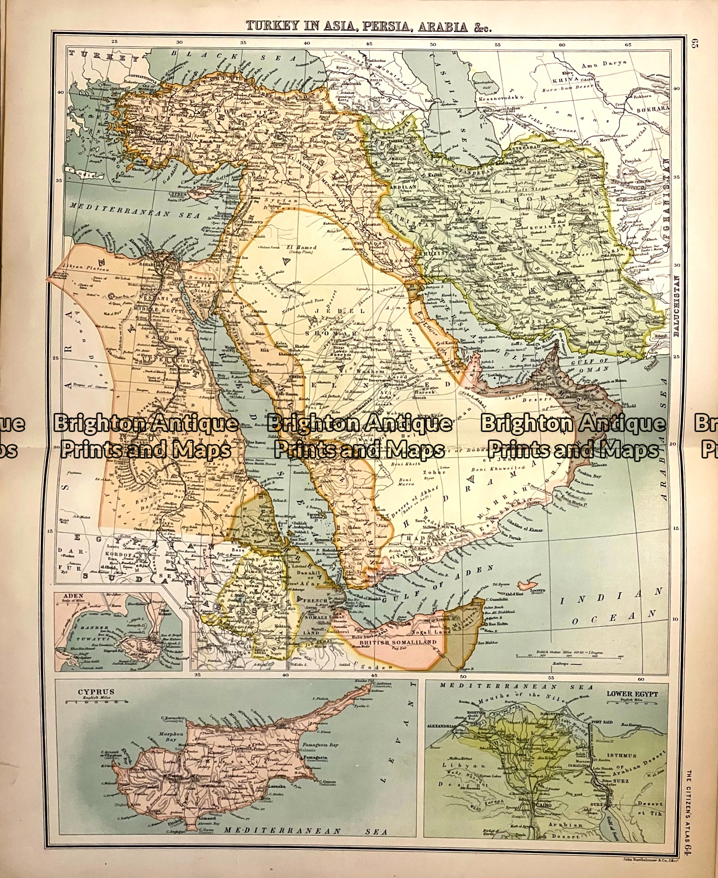 Antique map - Middle East c.1898 Ref: 888-121