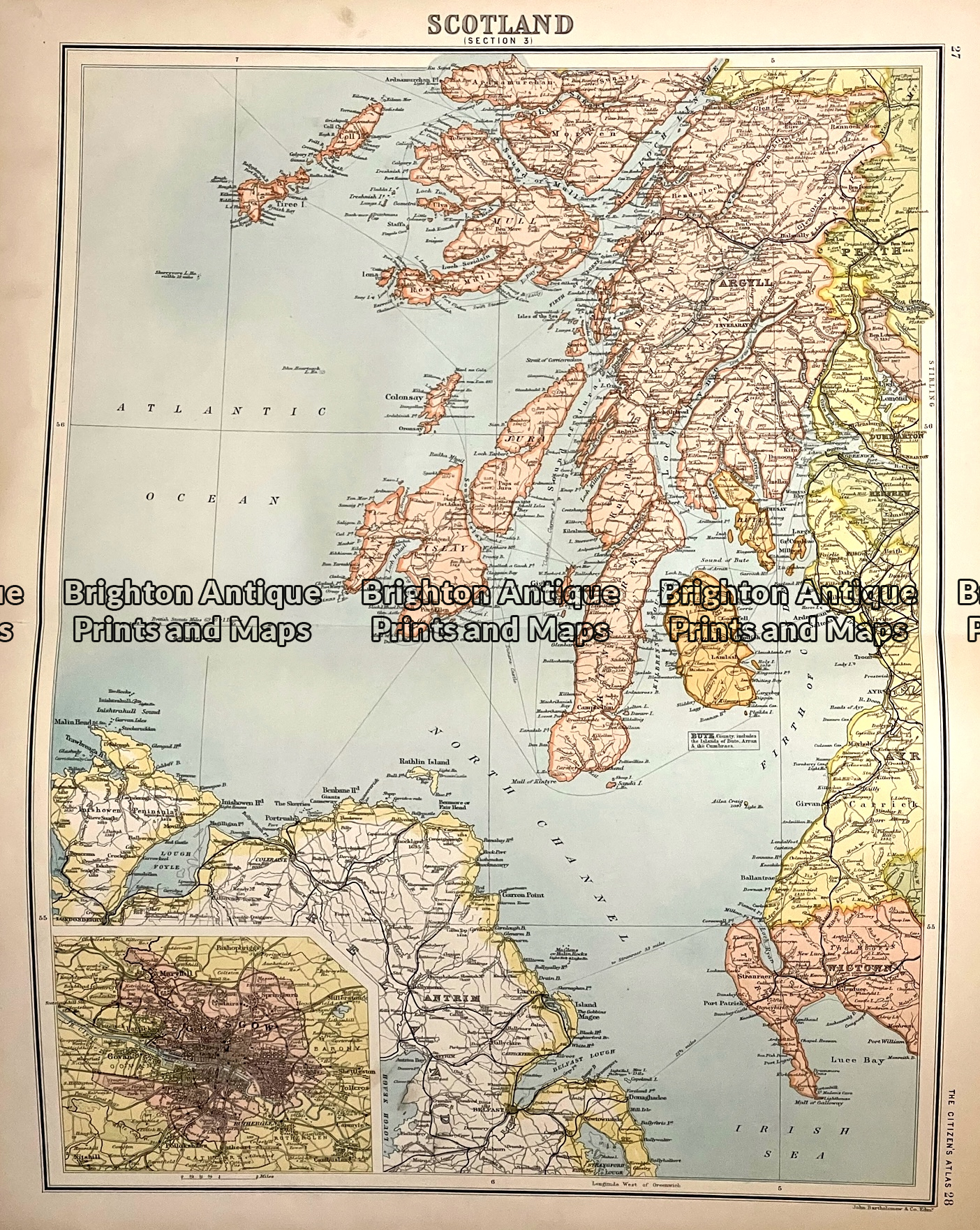 Antique map - Scotland c.1898 Ref: 888-126
