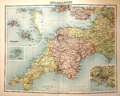 Antique map - Cornwall, Devon, Somerset c.1898  Ref: 888-127