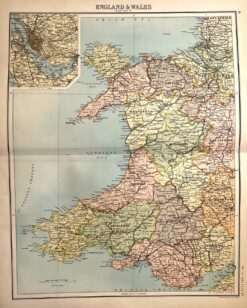 Antique map - Wales c.1898  Ref: 888-128