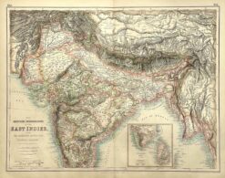Antique map - British Possessions in the East Indies by Fullerton c.1854  Ref: 888-076