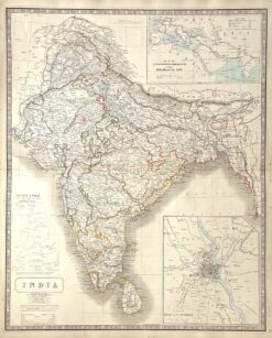 Antique map - India by Johnston c.1855  Ref: 888-077