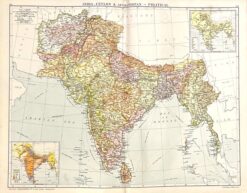 Antique map - India, Ceylon and Afghanistan by Gross c.1920  Ref: 888-079
