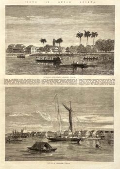 Antique print - Dutch Guiana and Surinam c.1864  Ref: 888-119