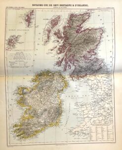 Antique map -  Scotland and Ireland c.1877  Ref: 888-112