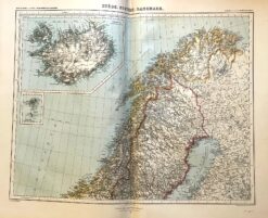 Antique map - Sweden, Norway, Iceland c.1877  Ref: 888-111