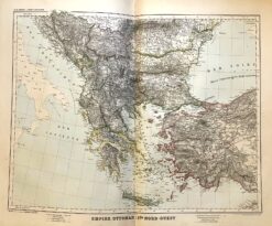 Antique map - Ottoman Empire Turkey, Greece, Balkans c.1877  Ref: 888-115